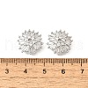 Flower Brass Clear Cubic Zirconia Bead Caps KK-V008-07P-3