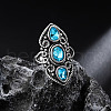 Teardrop & Oval Bohemian Style Zinc Alloy with Resin Imitation Moonstone/Rhinestone Finger Rings FS-WGFB6C4-04-1