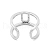 Clear Cubic Zirconia Initial Letter Open Cuff Ring RJEW-A012-01P-U-3