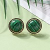 Half Round Brass Micro Pave Cubic Zirconia Stud Earrings EJEW-R215-01G-1