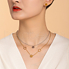 Trendy Stainless Steel Double-layer Flat Round Pendant Necklaces & Earrings Sets for Women OW5604-3