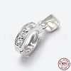 Anti-Tarnish Rhodium Plated 925 Sterling Silver Micro Pave Cubic Zirconia Pendant Bails STER-P034-37P-4