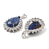Dyed Natural Lapis Lazuli & Rhinestone Pendants G-K338-31P-08-2