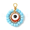 12 Pcs Resin Glass Seed Beaded Pendants PALLOY-MZ00301-2