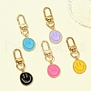 Smiling Face Alloy Enamel Pendant Decoration HJEW-FS00011-3