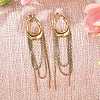 304 Stainless Steel Oval Tassel Stud Earrings EJEW-C132-01G-3