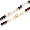 Natural Pearl & Agate & Crystal Round Beaded Necklaces NJEW-N056-01G-5