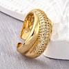 Brass Micro Pave Cubic Zirconia Open Cuff Rings for Women RJEW-K292-01G-3