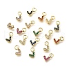 Brass Micro Pave Cubic Zirconia Pendants with Jumping Ring KK-V012-01G-1