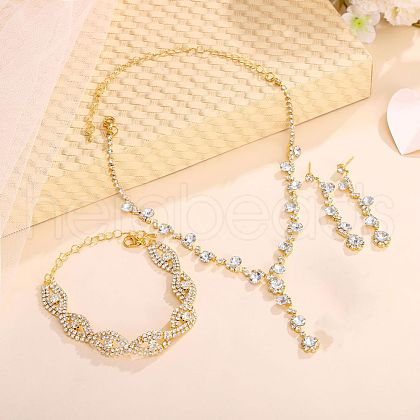 Brass Rhinestones Necklaces & Earring & Bracelets Sets for Women WGF929C-08-1