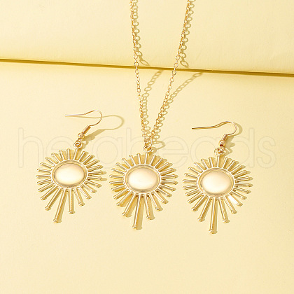 Sun Alloy Pendant Necklace & Dangle Earring Sets FS-WGBD582-01-1