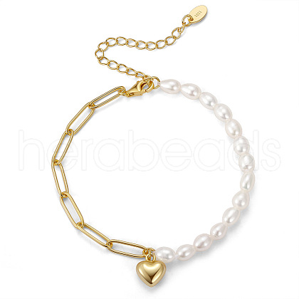 925 Sterling Silver Heart Charm Bracelet BJEW-I314-143-1