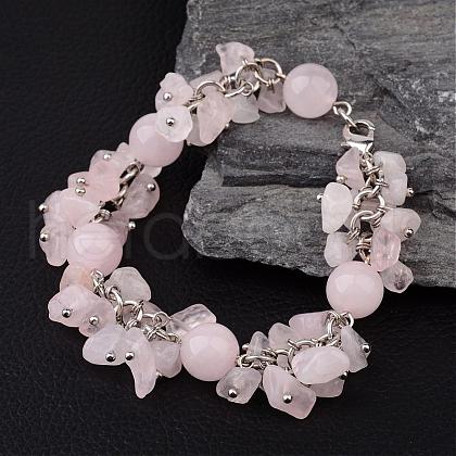 Rose Quartz Bracelets BJEW-JB02290-01-1