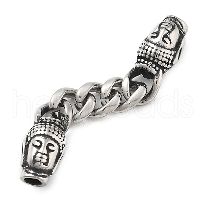 304 Stainless Steel Buddha Head Chain Connector Charms STAS-V008-17AS-1