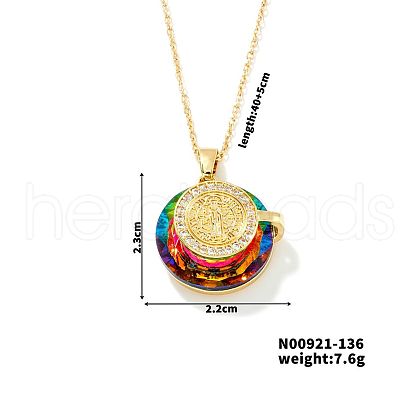 Vintage Sparkling Rhinestone Saint Benedict Medal Pendant Necklaces KL3970-3-1