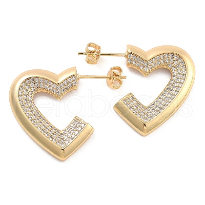 Brass Pave Cubic Zirconia Stud Earrings EJEW-U005-11G-1