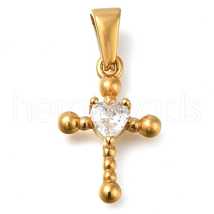 Ion Plating(IP) 304 Stainless Steel Pendants with Cubic Zirconia STAS-Z113-04G-1