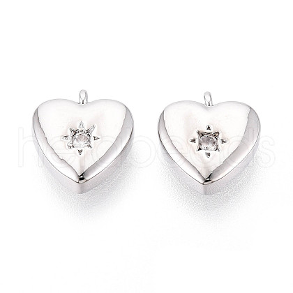 Brass Micro Pave Clear Cubic Zirconia Charms KK-N267-14P-1
