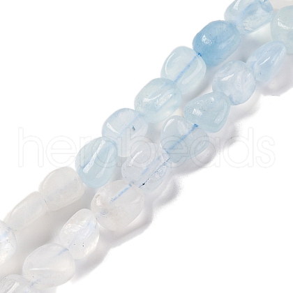 Natural Rainbow Moonstone & Aquamarine Beads Strands G-L610-B03-01-1