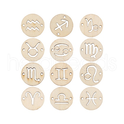 120pcs 12 Styles Unfinished Natural Poplar Wood Links Connectors WOOD-LS0001-05-1