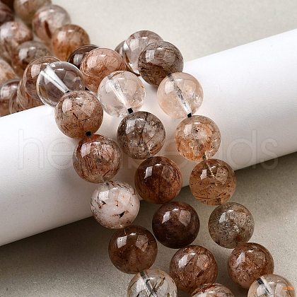 Natural Black Gold Rutilated Quartz Beads Strands G-H093-B03-12mm-1