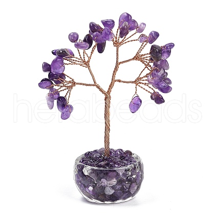 1Pc Natural Amethyst Chips Tree of Life Decorations DJEW-DJ0001-08B-1