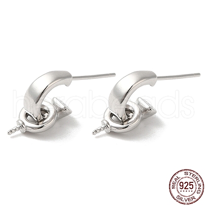 Rhodium Plated 925 Sterling Silver Stud Earring Findings STER-M114-19P-1