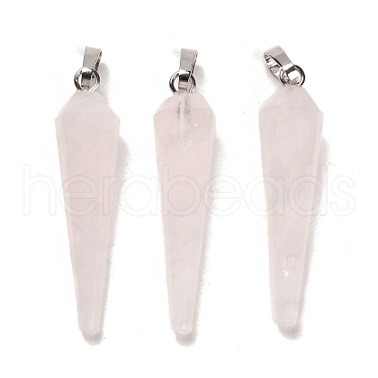 Natural Rose Quartz Pointed Pendants G-D089-01P-06-1
