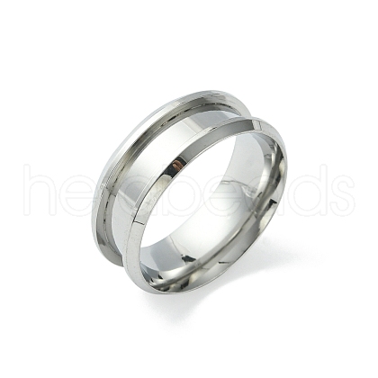 201 Stainless Steel Grooved Finger Ring Settings STAS-TAC0001-10B-P-1