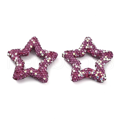 Star Shape Polymer Clay Rhinestone Beads CLAY-NH0001-06O-1