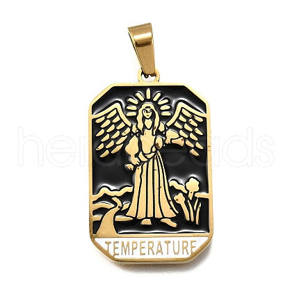 Tarot 304 Stainless Steel Enamel Pendants STAS-M119-09G-G-1