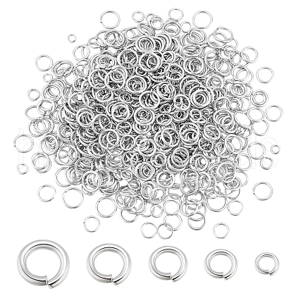 AHADERMAKER 1000Pcs 5 Styles 304 Stainless Steel Open Jump Rings for Chainmaille Weaves STAS-GA0001-62-1
