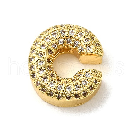 Brass Micro Pave Clear Cubic Zirconia Charms ZIRC-C009-01G-C-1