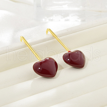 Brass Heart Dangle Stud Earrings EJEW-A121-19B-02-1