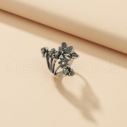 Zinc Alloy Rhinestone Finger Rings for Women UG4795-7-1