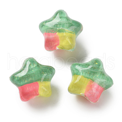 Gradient Color Transparent Hand-drawed Acrylic Beads TACR-P012-01B-09-1