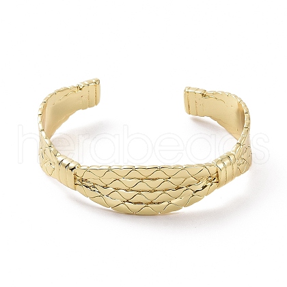 Brass Twist Rope Open Cuff Bangle for Women BJEW-F445-08G-1