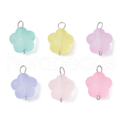 Transparent Frosted Acrylic Flower Links Connector Charms PALLOY-JF03905-1