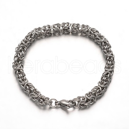 Tarnish Resistant 304 Stainless Steel Byzantine Chain Bracelets STAS-L149-01-1