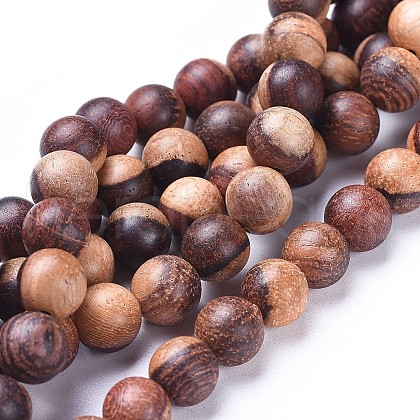 Natural Wood Beads Strands X-WOOD-F008-04-B-1