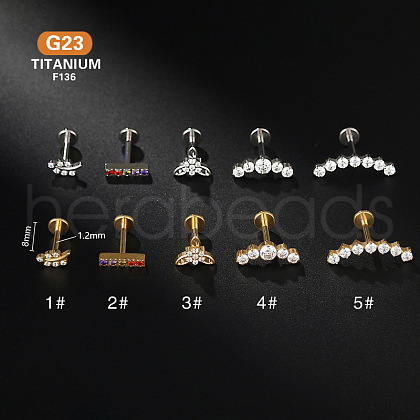 G23 Titanium Micro Pave Clear Cubic Zirconia Threadless Labrets WG2497D-05-1