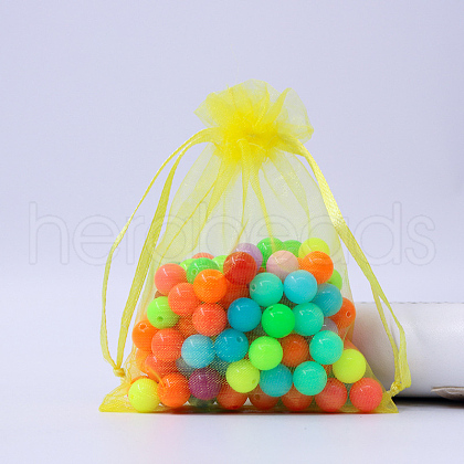 Rectangle Organza Drawstring Bags CON-PW0001-054B-10-1