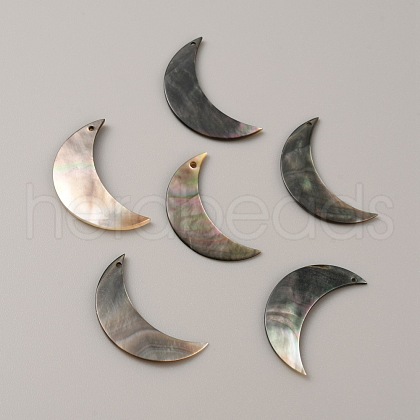 Natural Black Lip Shell Pendants SSHEL-WH0001-36B-1