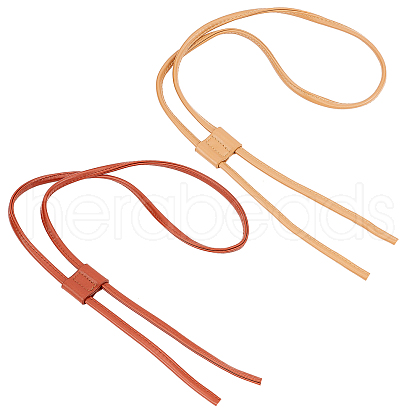 WADORN® 2 Sets 2 Colors PU Imitation Leather Bag Drawstring Cord & Cord Slider Sets DIY-WR0002-09-1