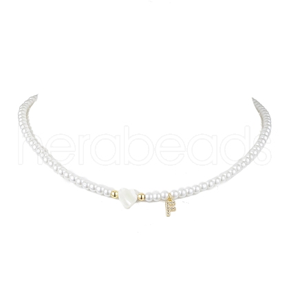Brass Micro Pave Grade AAA Cubic Zirconia Letter Pendant Necklaces NJEW-JN04771-06-1