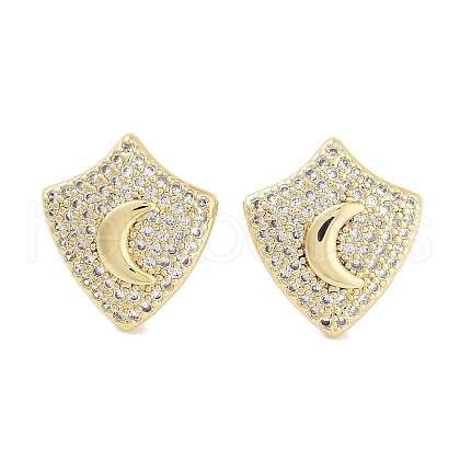 Brass Micro Pave Cubic Zirconia Stud Earrings for Women EJEW-E310-12G-04-1