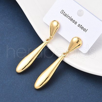 304 Stainless Steel Dangle Stud Earrings EJEW-C142-01G-1