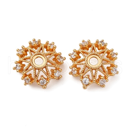 Brass Micro Pave Clear Cubic Zirconia Bead Caps KK-Z112-44G-1