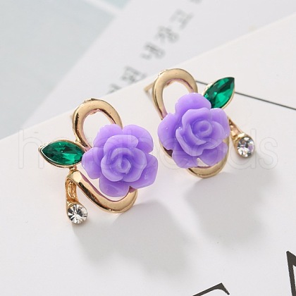 Flower Alloy Rhinestone Stud Earrings WG3C0C0-03-1
