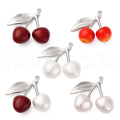 Brass & Plastic Cherry Pendants KK-I276-18P-1